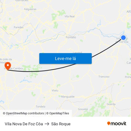 Vila Nova De Foz Côa to São Roque map