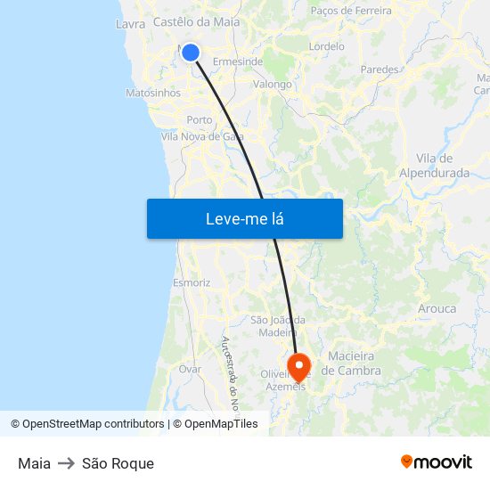 Maia to São Roque map