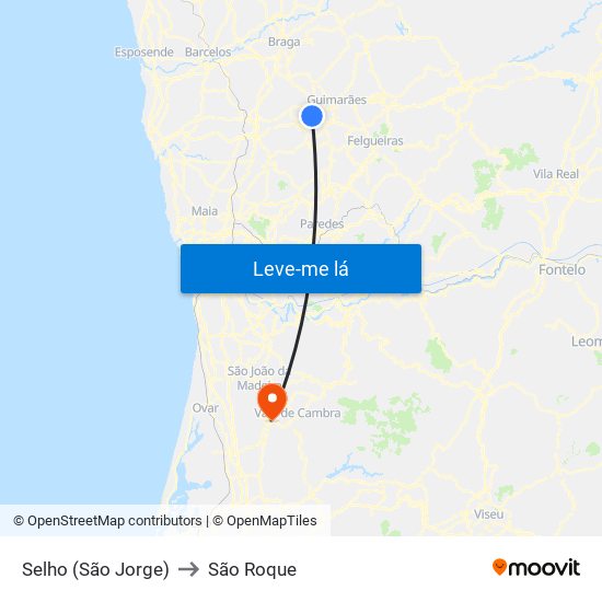 Selho (São Jorge) to São Roque map