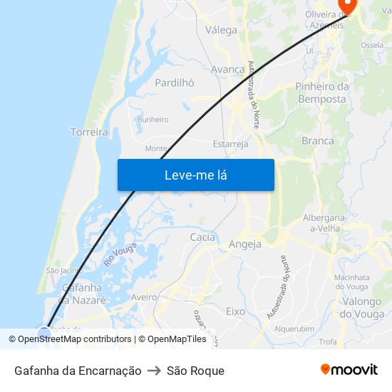 Gafanha da Encarnação to São Roque map