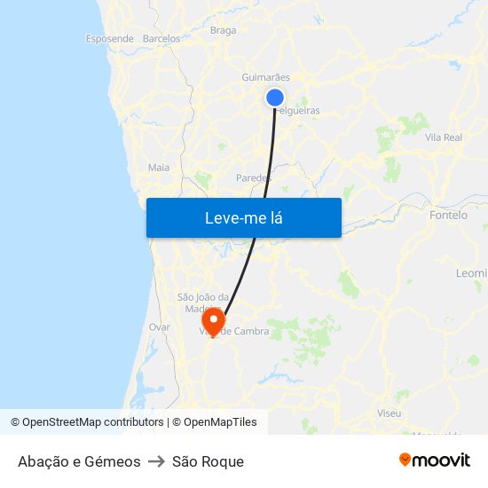 Abação e Gémeos to São Roque map