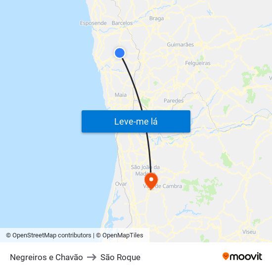 Negreiros e Chavão to São Roque map