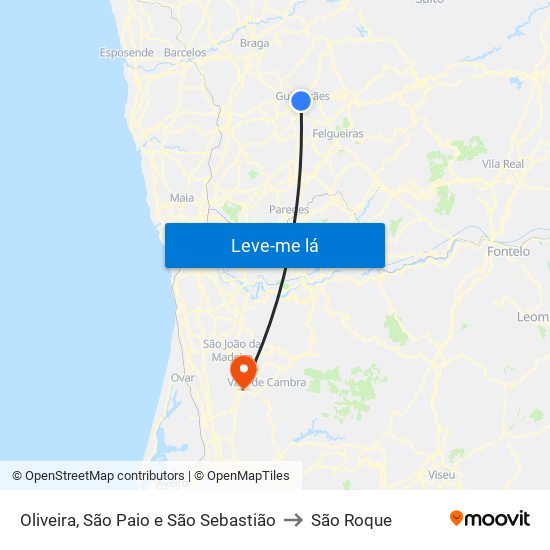 Oliveira, São Paio e São Sebastião to São Roque map