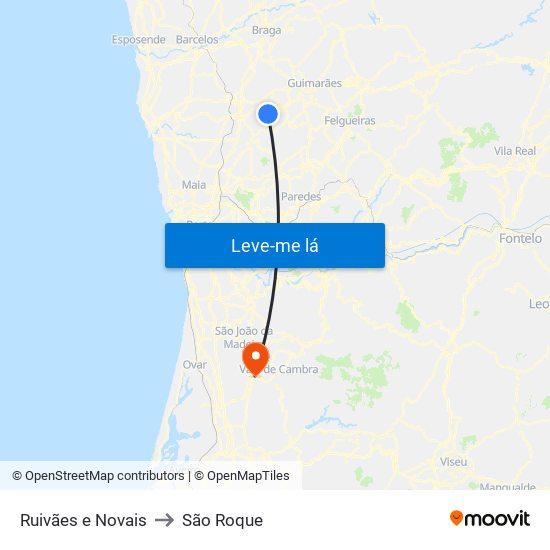 Ruivães e Novais to São Roque map