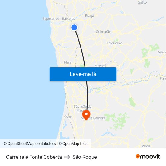 Carreira e Fonte Coberta to São Roque map