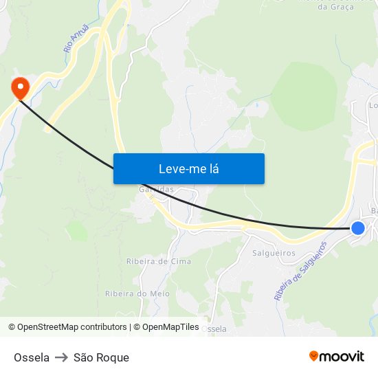Ossela to São Roque map