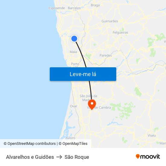 Alvarelhos e Guidões to São Roque map