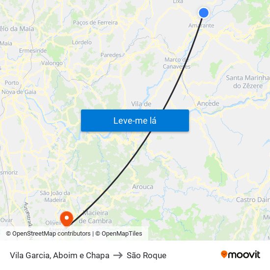 Vila Garcia, Aboim e Chapa to São Roque map