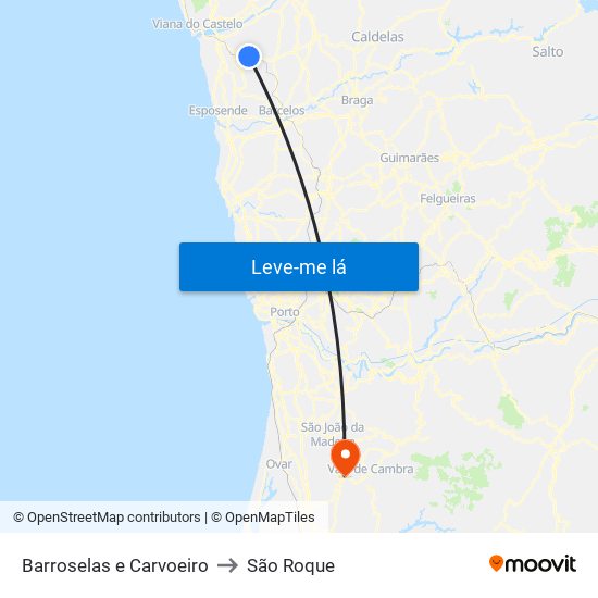 Barroselas e Carvoeiro to São Roque map