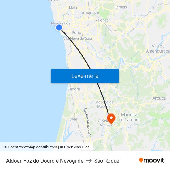 Aldoar, Foz do Douro e Nevogilde to São Roque map