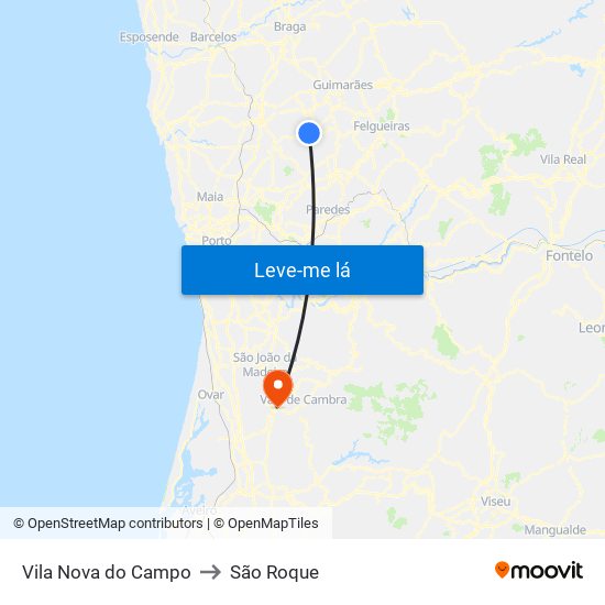 Vila Nova do Campo to São Roque map