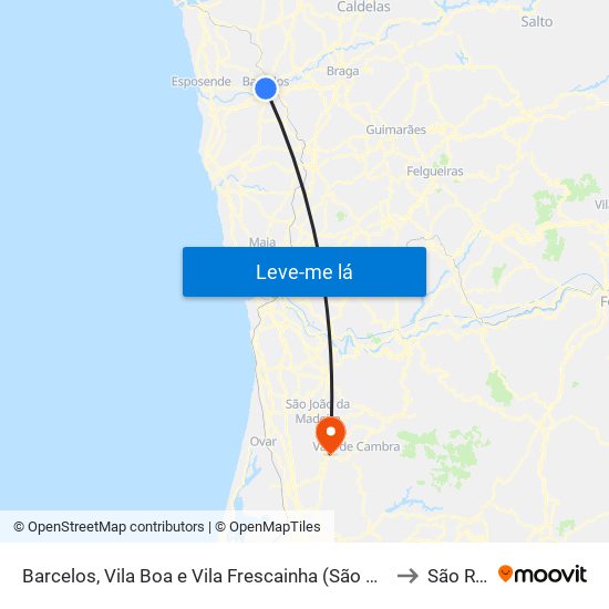 Barcelos, Vila Boa e Vila Frescainha (São Martinho e São Pedro) to São Roque map