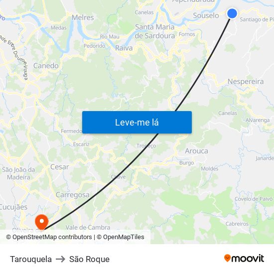Tarouquela to São Roque map