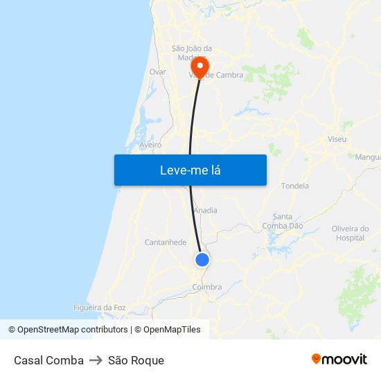 Casal Comba to São Roque map