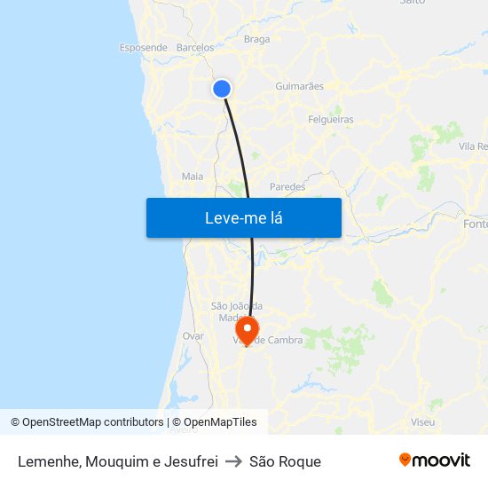 Lemenhe, Mouquim e Jesufrei to São Roque map