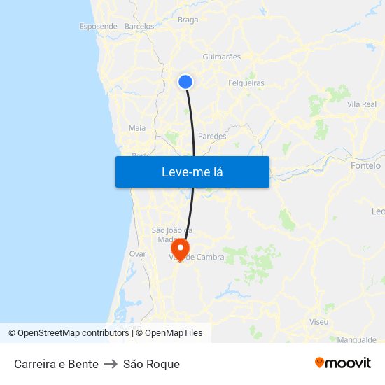 Carreira e Bente to São Roque map