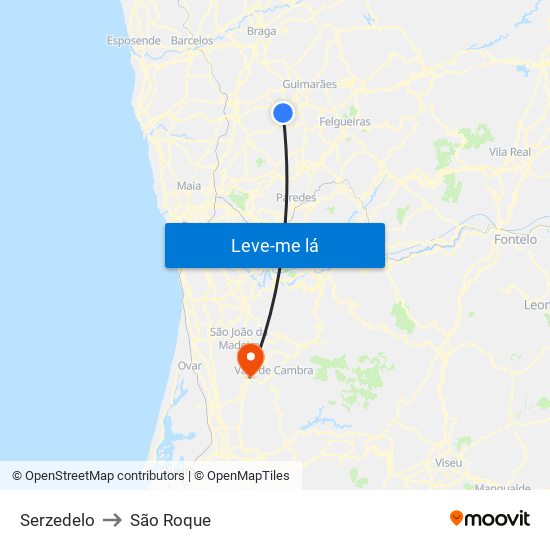 Serzedelo to São Roque map