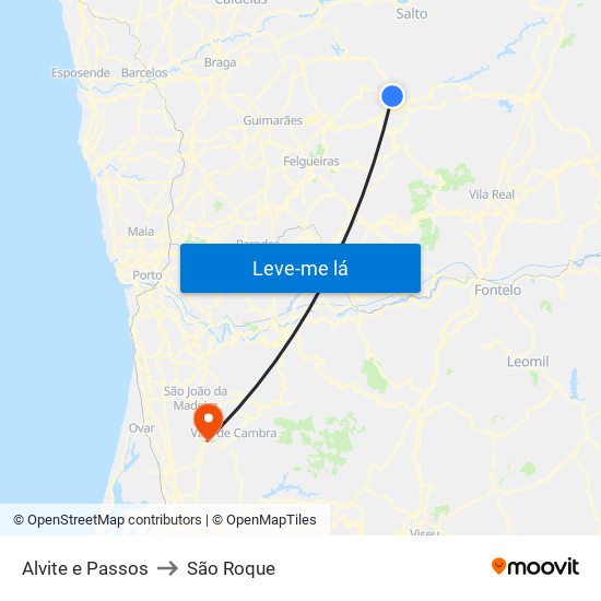 Alvite e Passos to São Roque map