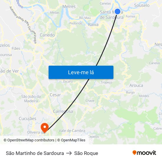 São Martinho de Sardoura to São Roque map