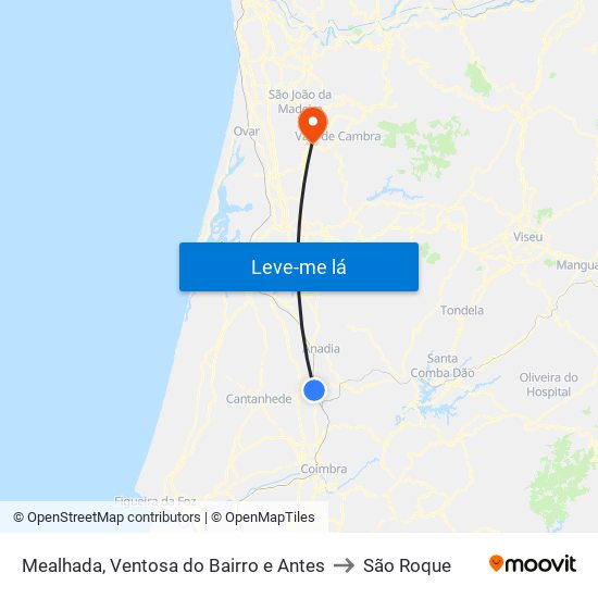 Mealhada, Ventosa do Bairro e Antes to São Roque map