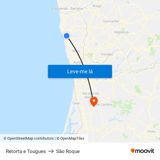 Retorta e Tougues to São Roque map