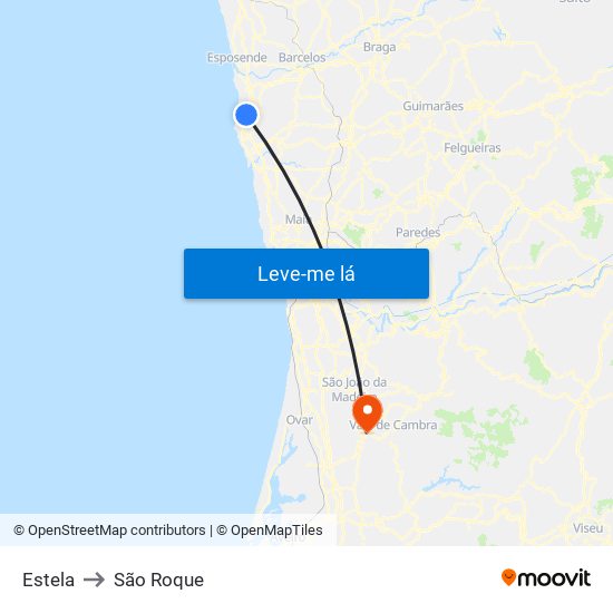 Estela to São Roque map