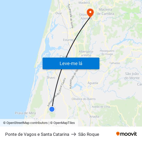 Ponte de Vagos e Santa Catarina to São Roque map