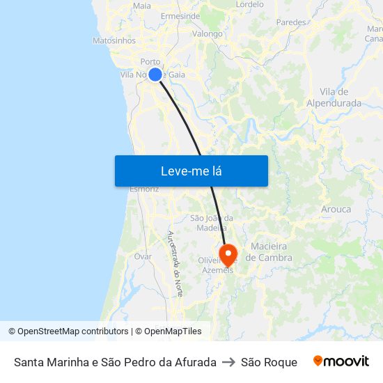 Santa Marinha e São Pedro da Afurada to São Roque map