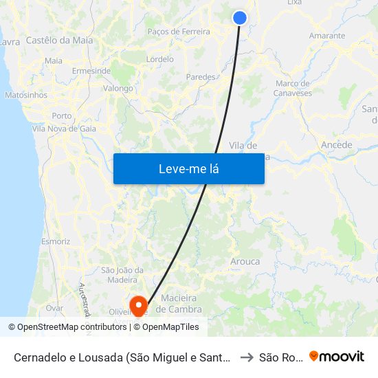 Cernadelo e Lousada (São Miguel e Santa Margarida) to São Roque map