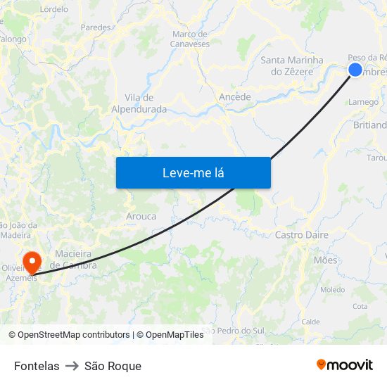 Fontelas to São Roque map