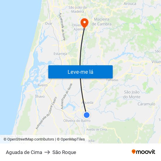 Aguada de Cima to São Roque map