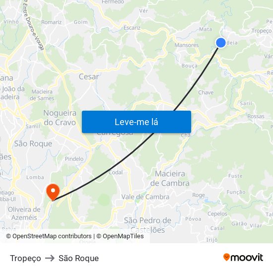 Tropeço to São Roque map