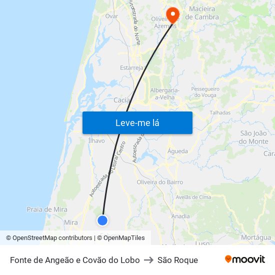 Fonte de Angeão e Covão do Lobo to São Roque map