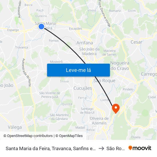 Santa Maria da Feira, Travanca, Sanfins e Espargo to São Roque map