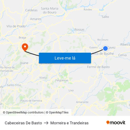 Cabeceiras De Basto to Morreira e Trandeiras map