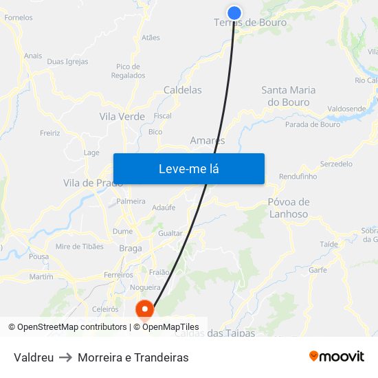 Valdreu to Morreira e Trandeiras map