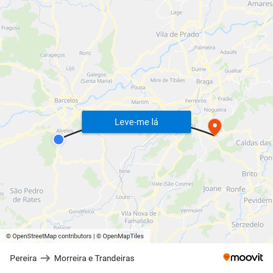 Pereira to Morreira e Trandeiras map