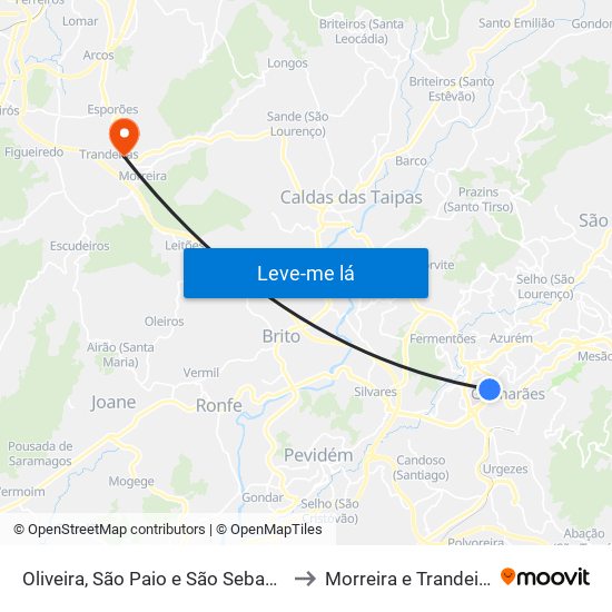Oliveira, São Paio e São Sebastião to Morreira e Trandeiras map