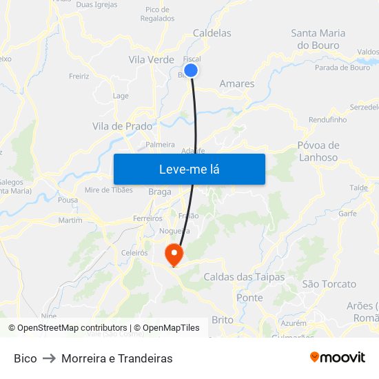 Bico to Morreira e Trandeiras map