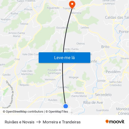 Ruivães e Novais to Morreira e Trandeiras map
