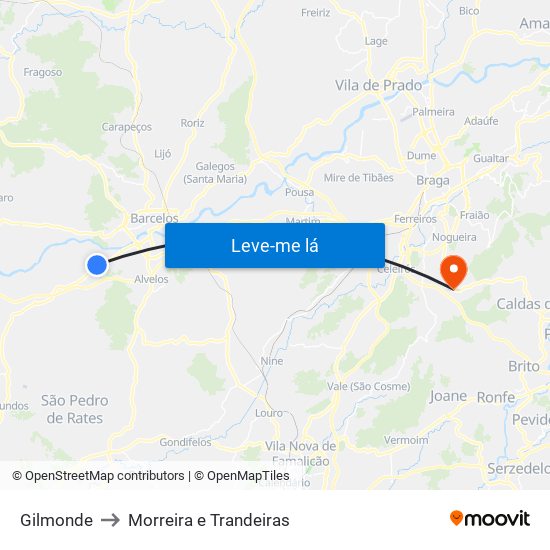 Gilmonde to Morreira e Trandeiras map