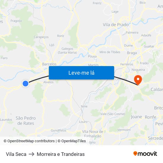 Vila Seca to Morreira e Trandeiras map