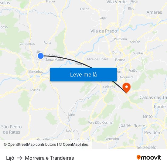 Lijó to Morreira e Trandeiras map