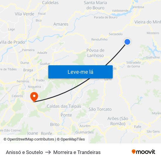 Anissó e Soutelo to Morreira e Trandeiras map