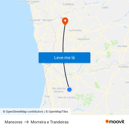 Mansores to Morreira e Trandeiras map