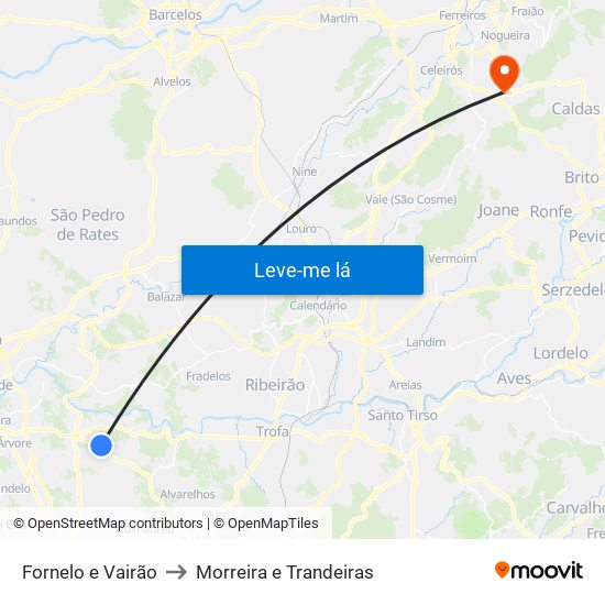 Fornelo e Vairão to Morreira e Trandeiras map