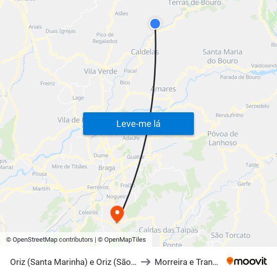 Oriz (Santa Marinha) e Oriz (São Miguel) to Morreira e Trandeiras map