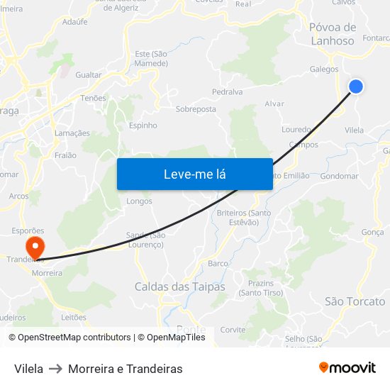 Vilela to Morreira e Trandeiras map