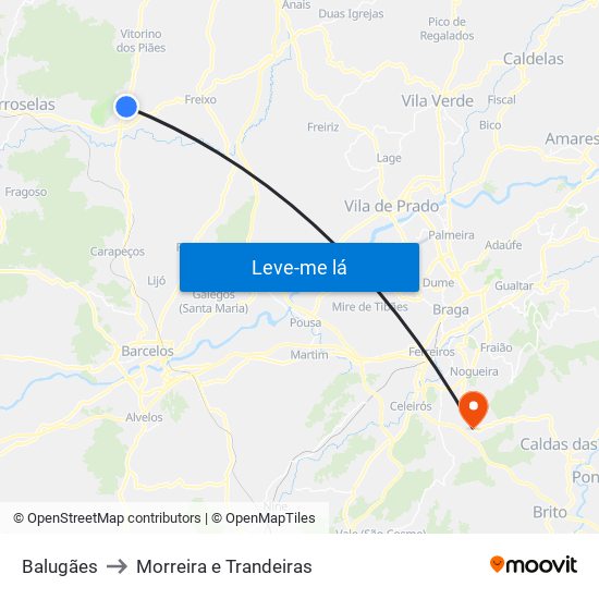 Balugães to Morreira e Trandeiras map