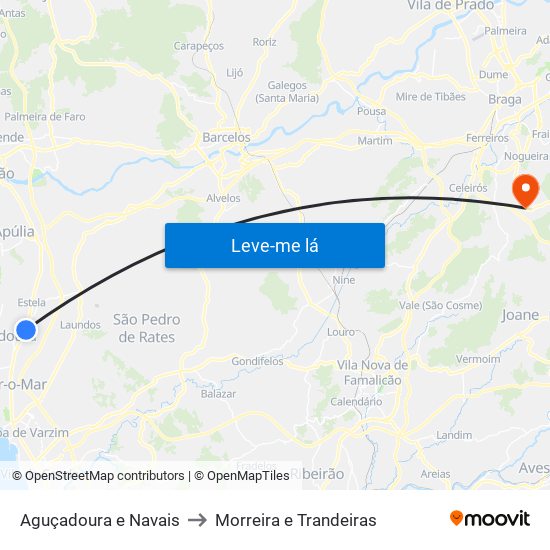 Aguçadoura e Navais to Morreira e Trandeiras map